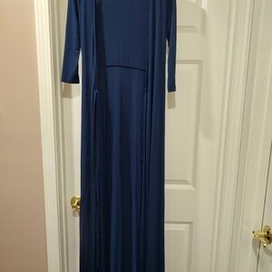 Lulu's Elegant Navy Long Sleeve Dress